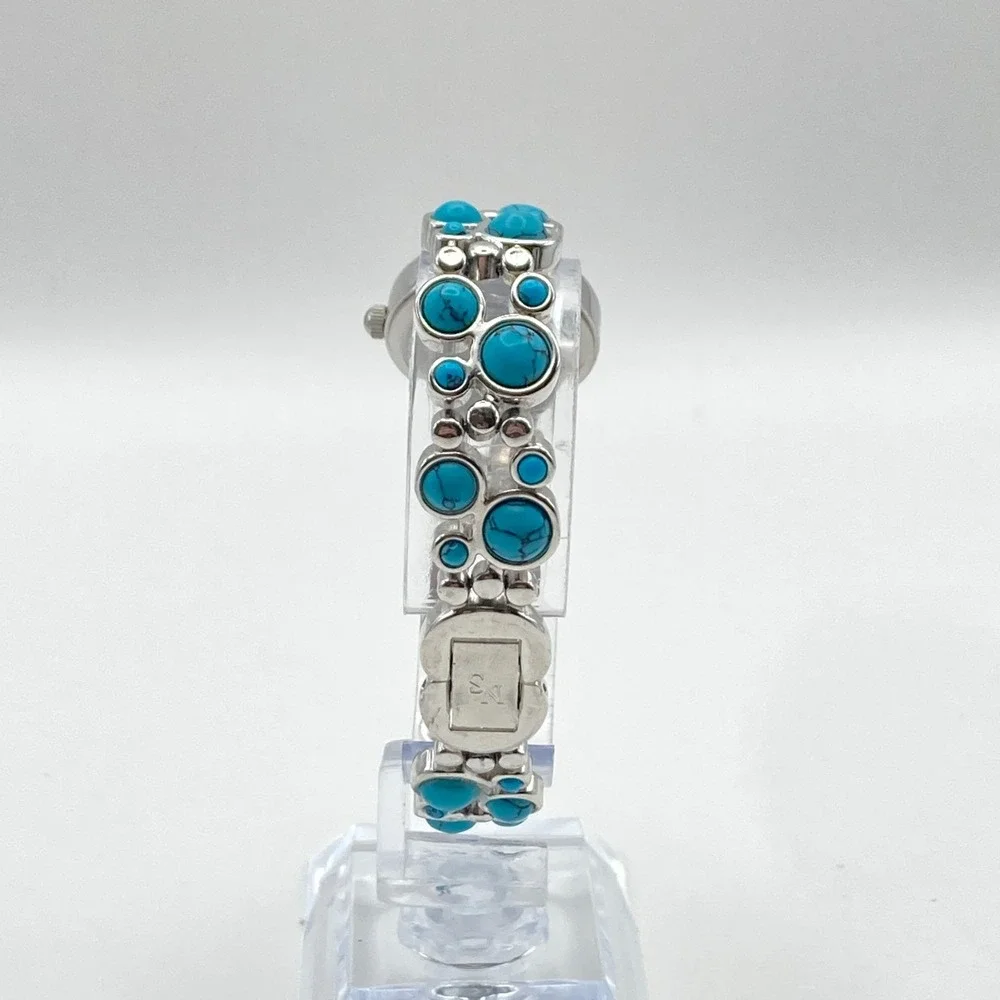 Newbridge Women's Watch 22mm Silver Tone Blue Southwest New Battery 6.75